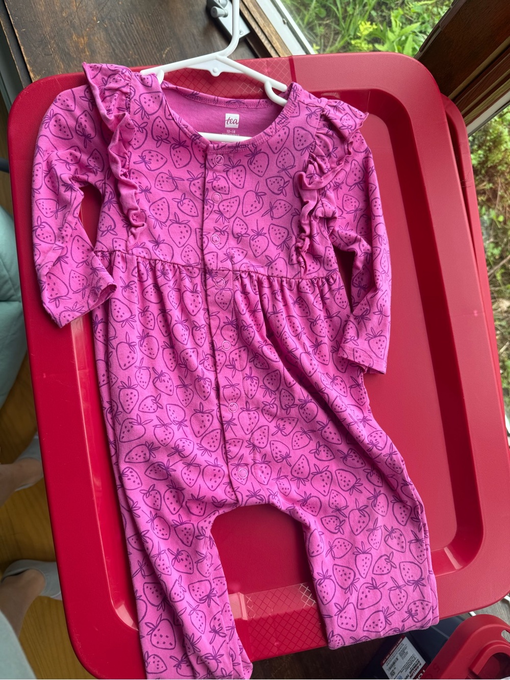 Tea Collection Bright Pink Strawberry Ruffle One-Piece